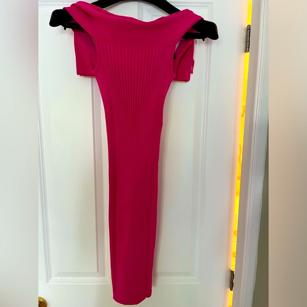 Ted Baker hot pink knit midi dress size 0 new